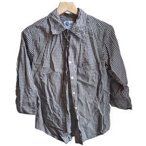 arizona Jeans Cotton Check Elbow Sleeve Shirt Size M